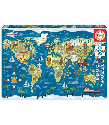 EDUCA Puzzle Junior 200 Peças Mapa-Múndi - 19292