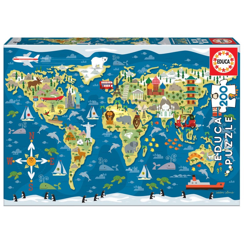 EDUCA Puzzle Junior 200 Peças Mapa-Múndi - 19292