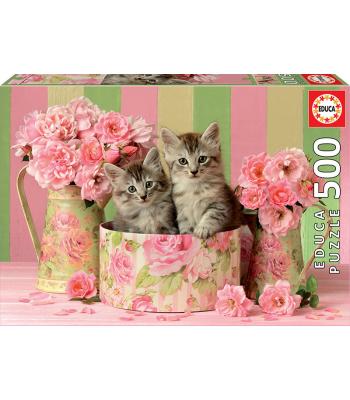 Puzzle - 17960 - Gatinhos com Rosas 