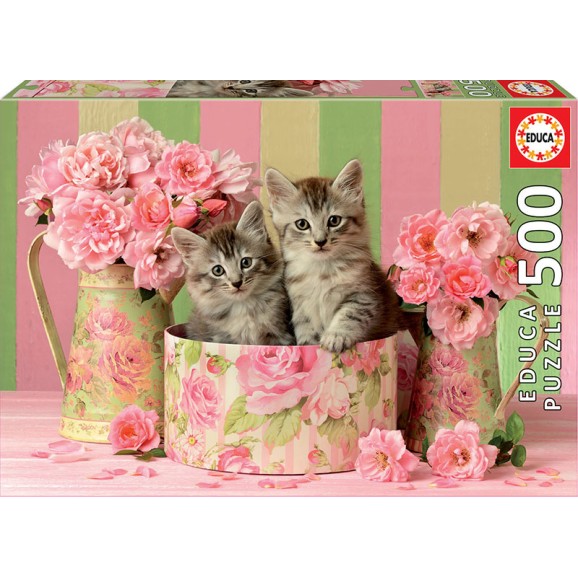 Puzzle - 17960 - Gatinhos com Rosas 