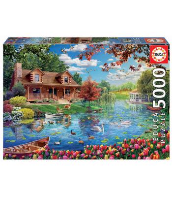 Puzzle 5000 Peças - 19056 - Casinha no Lago