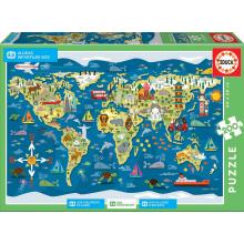 Educa Puzzle 200 peças - 17727 - Mapa-múndi, Sean Sims – Aldeias de Crianças SOS