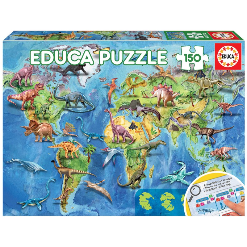 Educa Puzzle 150 peças - mapa mundo dinossauros - 18997 