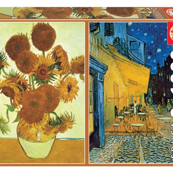 Puzzle -  Vaso de Girassóis + Terraço do café à Noite, Vincent Van Gogh - 18491 - EDUCA