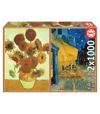 Puzzle -  Vaso de Girassóis + Terraço do café à Noite, Vincent Van Gogh - 18491 - EDUCA