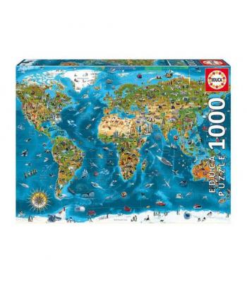 Educa Puzzle - 19022 - Mapa Maravilhas do Mundo 1000 Peças