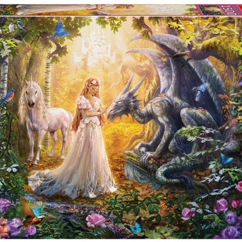 Puzzle - 17696 - Dragão, Princesa e Unicórnio 