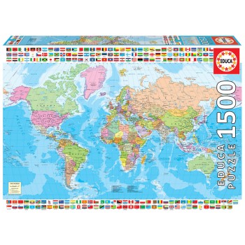 Educa Puzzle 1500 Peças - Mapa Múndi Político - 18500