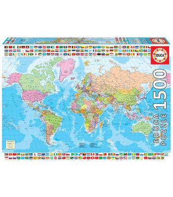 Educa Puzzle 1500 Peças - Mapa Múndi Político - 18500